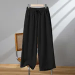 Women's Drawstring Straight Thin Casual Pants - Black