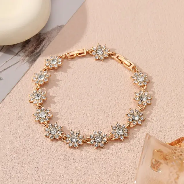 Affordable Luxury Style European And American Colored Gems Bracelet Golden White Diamond - Shop at LoveMi