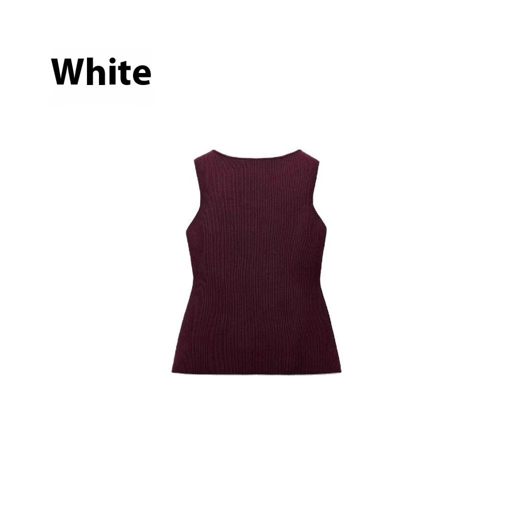 Fashion Plain Gold Button Sweater Vest - White