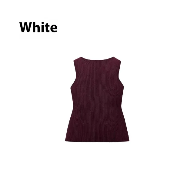 Fashion Plain Gold Button Sweater Vest White - Shop at LoveMi