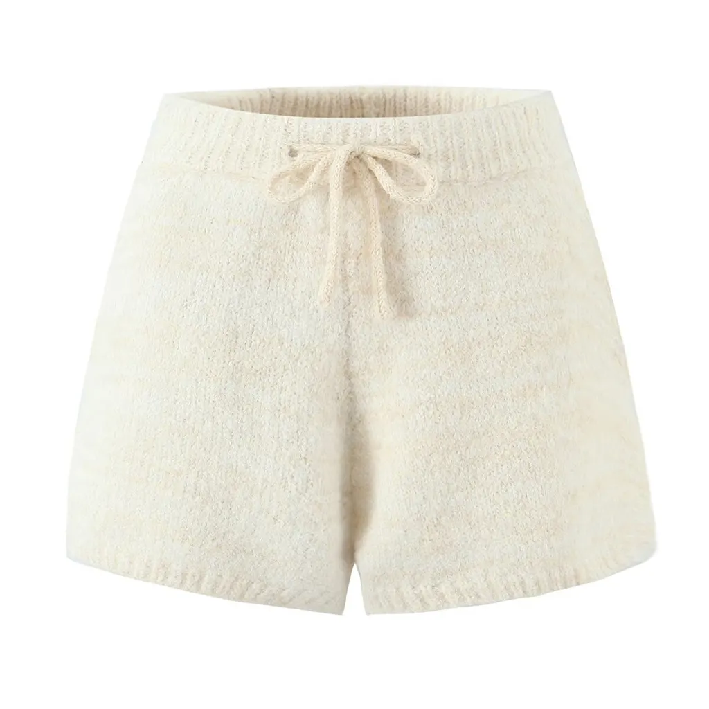 Single-breasted Simple Knitting Cardigan Shorts Suit - Shorts