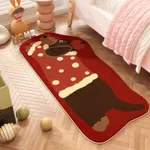 Home Room Living Room Skin-friendly Foot Mat - Red Cotton Coat Puppy