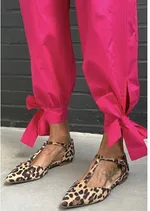 Leopard Print Pumps Pointed Toe Chunky Heel Low Top - Leopard