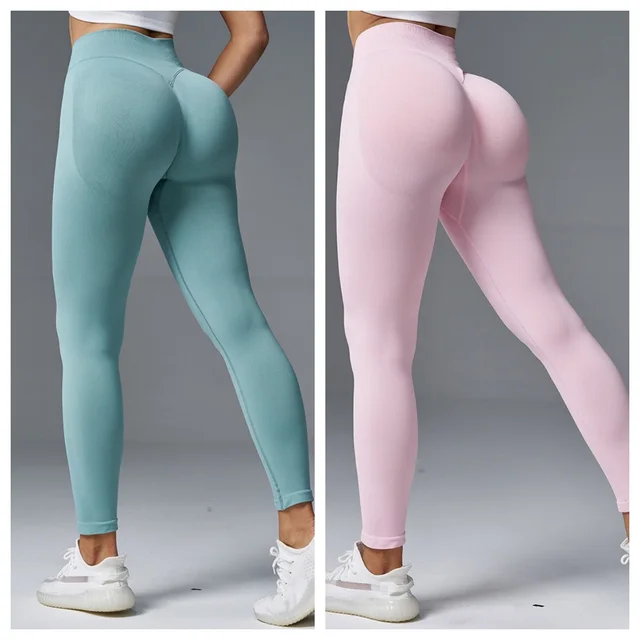 Peach Hip Tight Mid Waist Yoga Pants Hip Lifting Running Fitness Pink Green - Shop at LoveMi