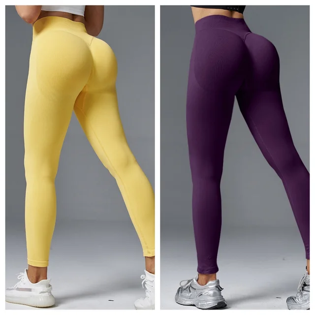 Peach Hip Tight Mid Waist Yoga Pants Hip Lifting Running Fitness Yellow Purple - Shop at LoveMi