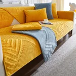 Sofa Cushion Winter Thickened Fleece Light Luxury Modern - Orange Yellow