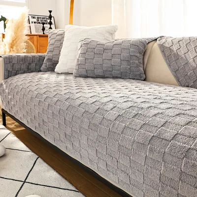 Sofa Cushion Plush Winter Antislip Simple Modern Cushion Warm Yang Light Gray - Shop at LoveMi
