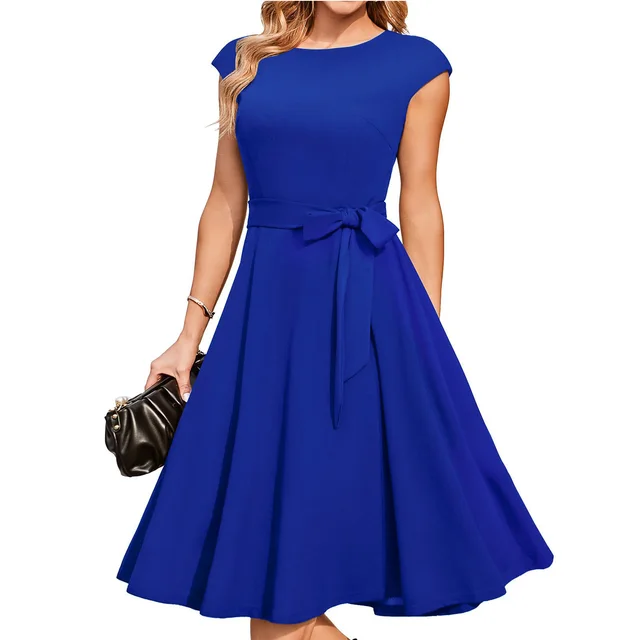 Sleeveless Lace up Waist tight Party High end Dress Blue - Shop at LoveMi