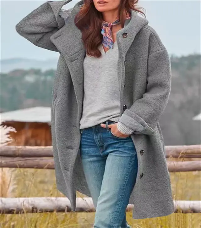 Women's European And American Casual Ladies Turn down Collar Coat Gray - Shop at LoveMi