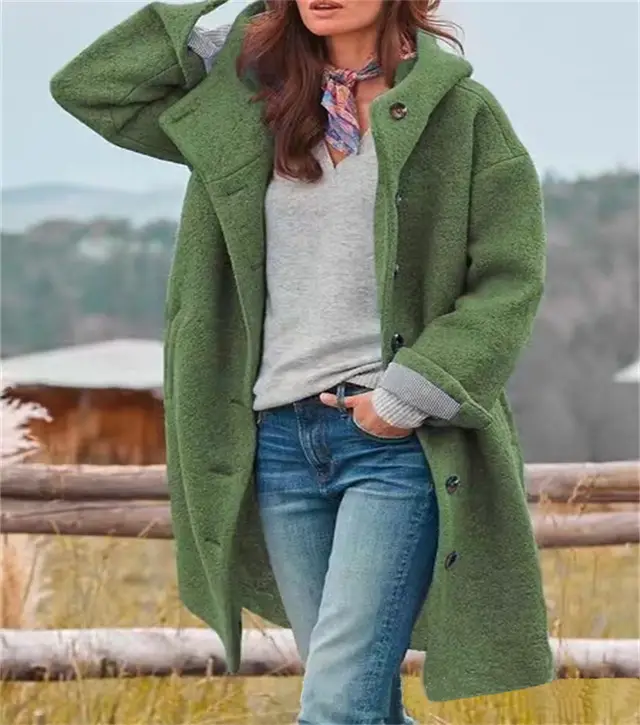 Women's European And American Casual Ladies Turn down Collar Coat Green - Shop at LoveMi