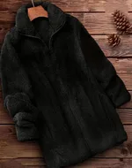 Fleece-lined Outdoor Fleece Coat Double-sided Fleece Jacket - Black