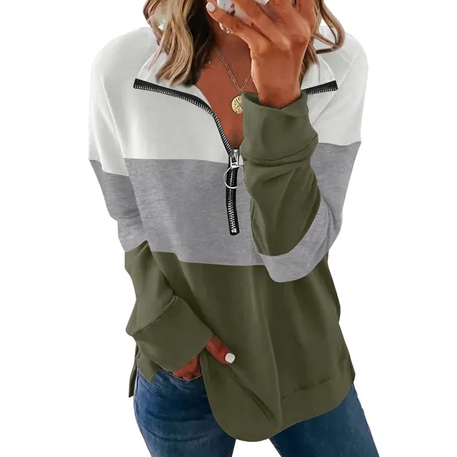 Color Matching Long sleeved Sweater Women's Loose All match Leopard Print Green - Shop at LoveMi