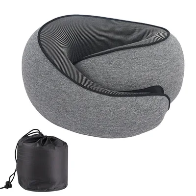 U shaped Neck Pillow Travel Essential Memory Foam Dark Gray Buggy Bag - Shop at LoveMi