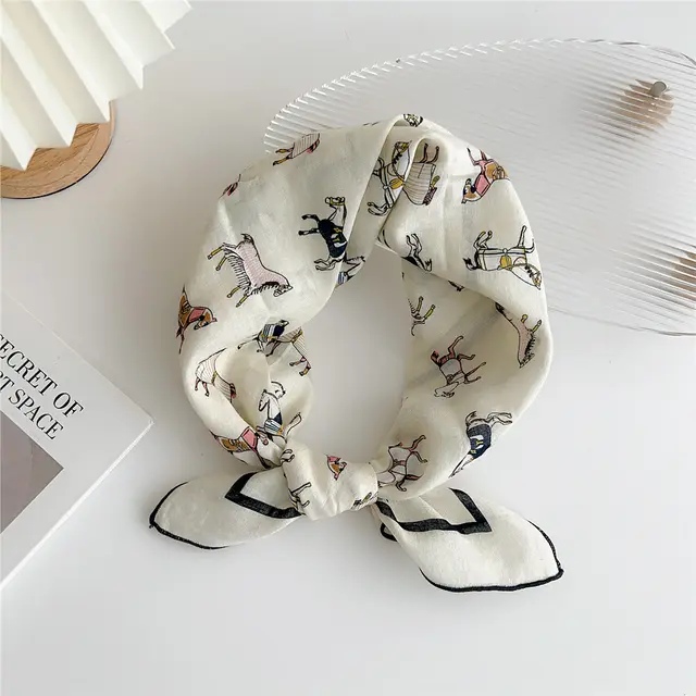 Women's Cotton And Linen Small Square Towel Silk Scarf Artistic All match Fashion 12B Bmw M - Shop at LoveMi