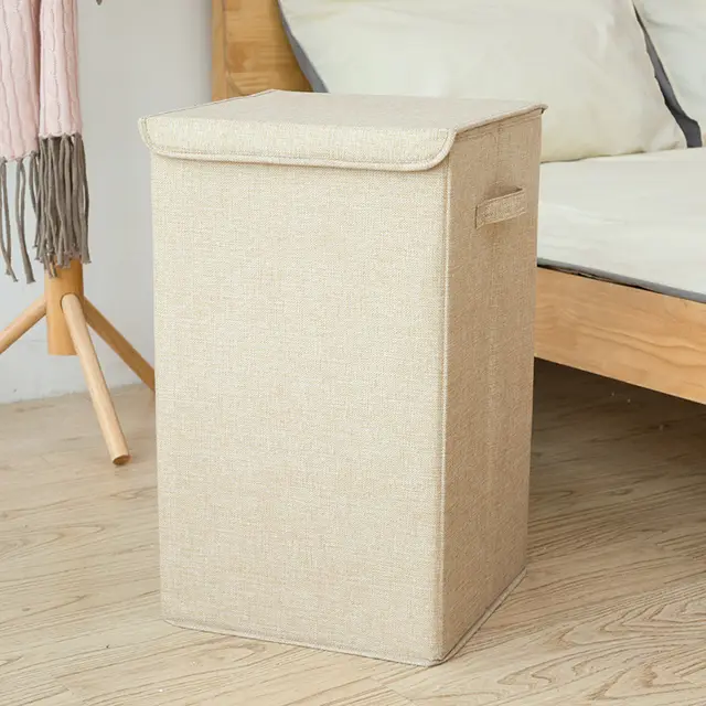 Household Three dimensional Foldable Clothes Storage Basket Khaki - Shop at LoveMi