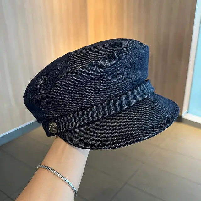 British Retro Octagonal Hat Fashionable Elegant Face looking Newsboy Hat Dark Blue - Shop at LoveMi