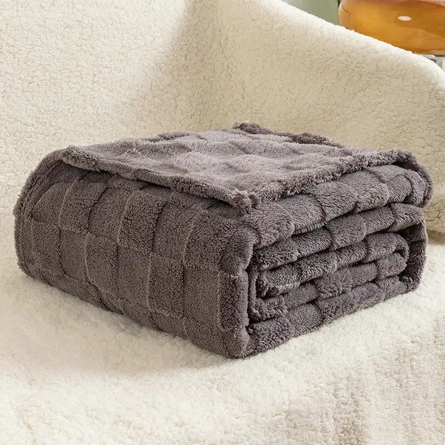 Thickened Blanket Comfortable Cotton Velvet Sofa Air Conditioner Dark Gray - Shop at LoveMi