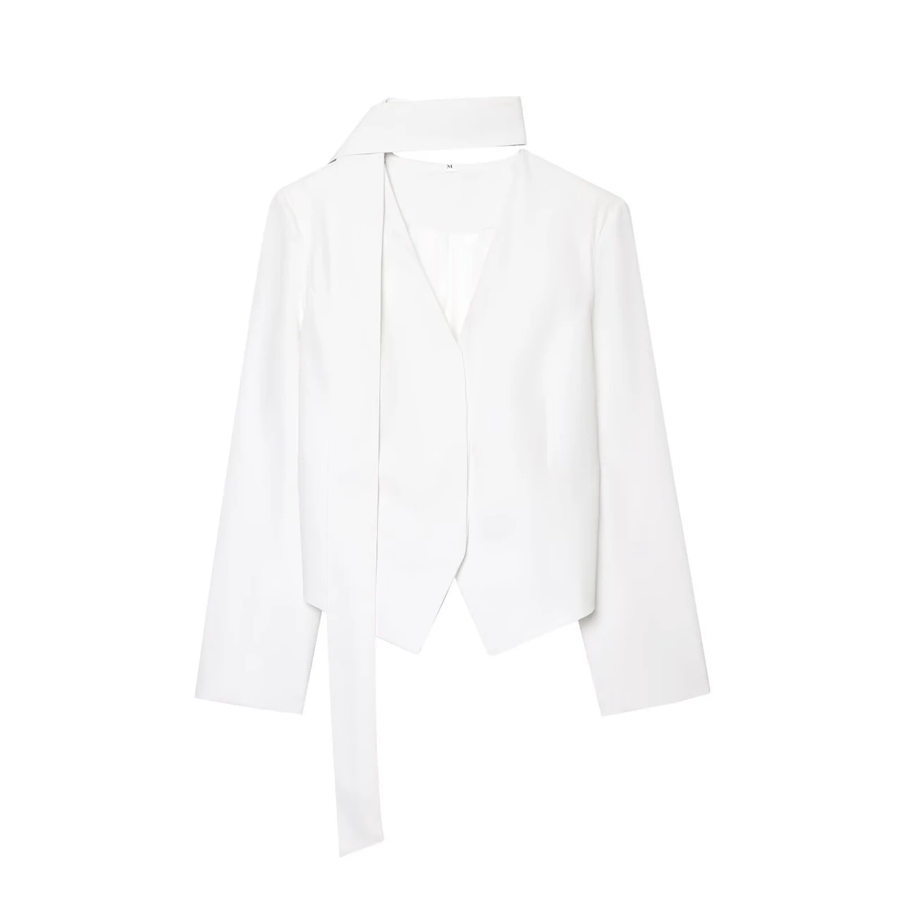 New Lace-up Top Women's Niche Design Elegant Large V-neck High-grade Suit Jacket - White