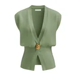 Women's Fashion V-neck Button Sweater Cardigan - Green