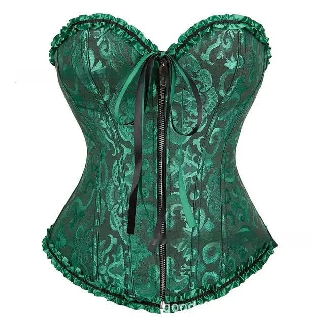 Court Women's Zipper Jacquard Corset Black And Green - Shop at LoveMi