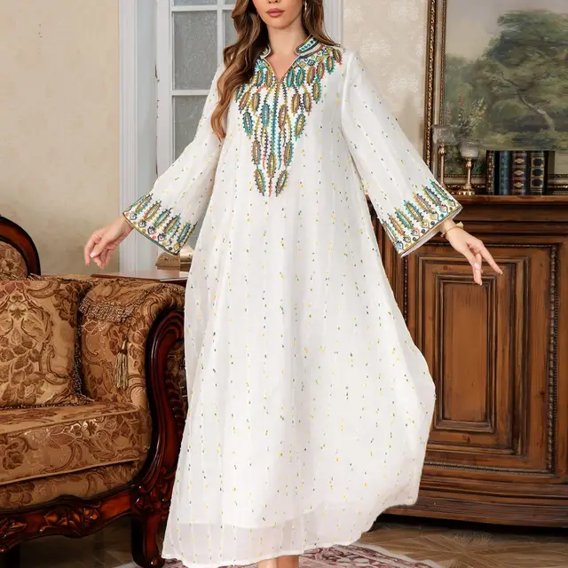 New Women's Dubai Elegant Arabic Robe White - Shop at LoveMi