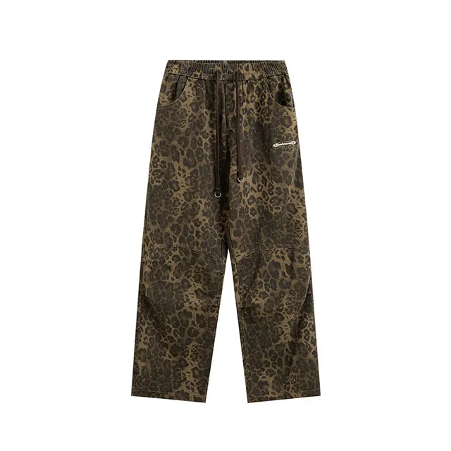 Leopard Print Women's Design Elastic Waist Loose Wide Leg Pants Leopard Print - Shop at LoveMi