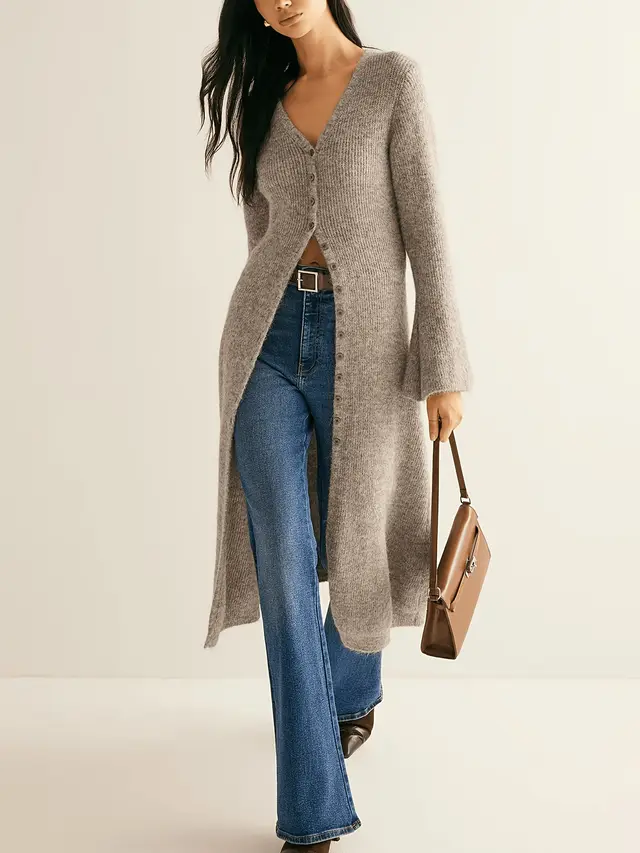 French Style Elegant Retro Long Sleeve Coat Cardigan Khaki - Shop at LoveMi