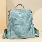 Women's Soft Leather Backpack Bag Leisure Commute Simple Travel Schoolbag - Green