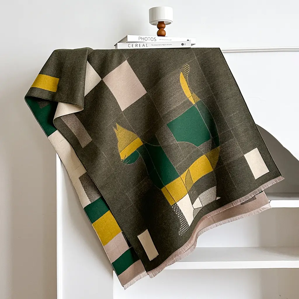 High-grade Elegant Shawl European And American Scarf Cashmere-like - Green