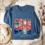 Plus Size Drop-shoulder Sleeve Printed Sweater - Blue