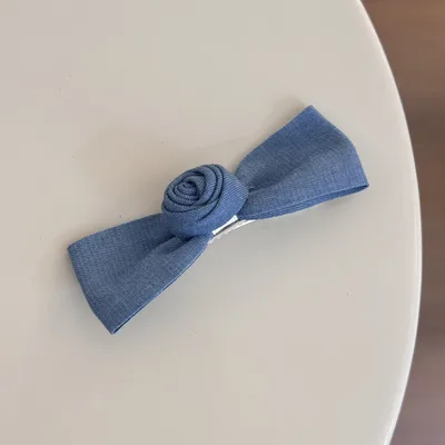 Lace Denim Blue Bow Barrettes Hairpin Blue Bow Barrettes - Shop at LoveMi