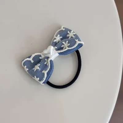 Lace Denim Blue Bow Barrettes Hairpin Love Hair Rope - Shop at LoveMi