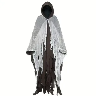 Halloween Witch Cloak Skull patterned Clothes Death Costume Props Brown - Shop at LoveMi