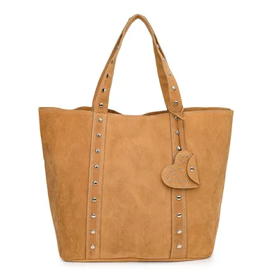 Special interest Design Rivet Hand carrying Tote Bag Fashion Commuter Shoulder Underarm Bag Brown - Shop at LoveMi