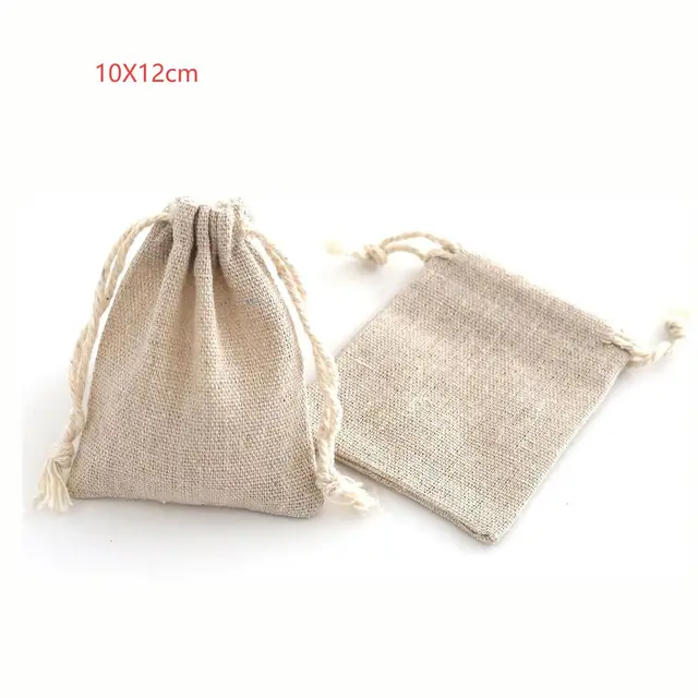 Cotton Linen Sack Breathable Small Cloth Bag Jewelry Bracelet Storage 10X12Cm - Shop at LoveMi
