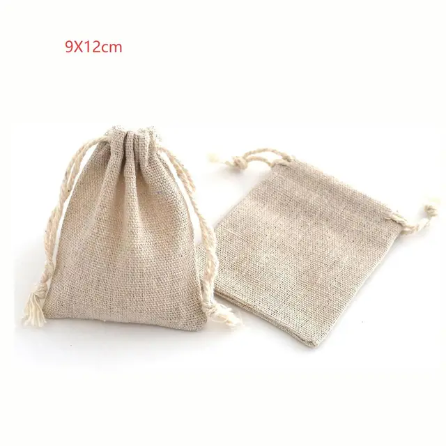 Cotton Linen Sack Breathable Small Cloth Bag Jewelry Bracelet Storage 9X12Cm - Shop at LoveMi