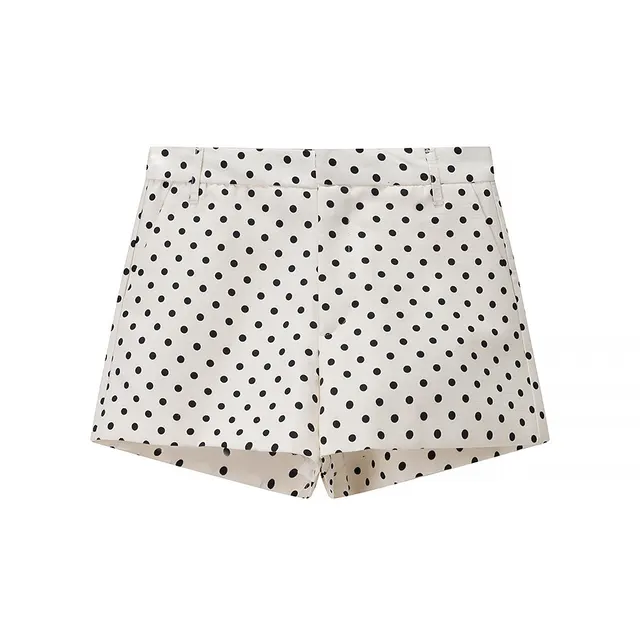 Autumn Fashion Loose Casual Long Sleeve Half Turtleneck Polka Dot Coat Shorts Suit Shorts - Shop at LoveMi