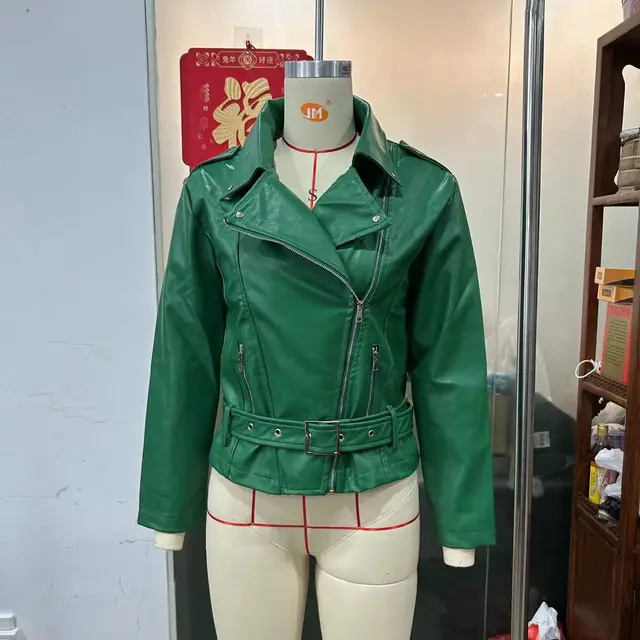 Punk Short Belt Lapel Locomotive Style Jacket Green - Shop at LoveMi