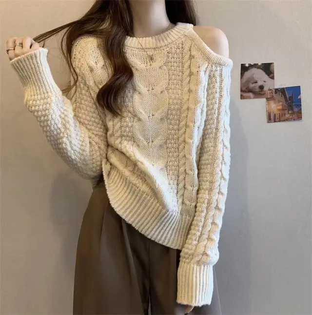 Idle Style Loose Long Sleeve Top Sweater For Women Apricot - Shop at LoveMi