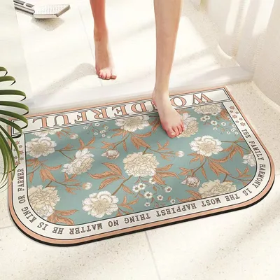 Diatom Ooze Water Absorption Light Luxury Bathroom Mats Rounded Garden Rose - Shop at LoveMi