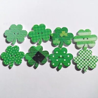 Green Four leaf Clover Wooden Buckle Clover Wooden Buttons DIY Accessory Style 2 - Shop at LoveMi