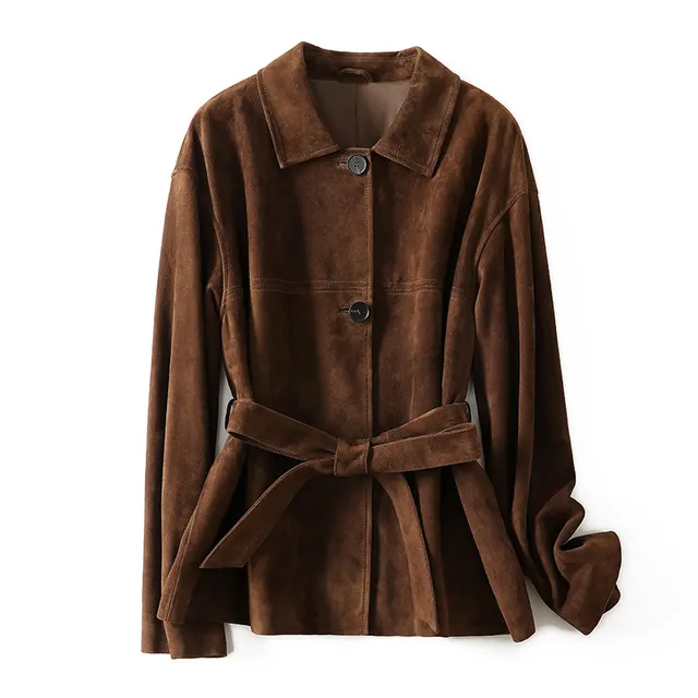 French Elegant Retro Peter Pan Collar Belt Mid length Cashmere Coat Caramel Mocha - Shop at LoveMi