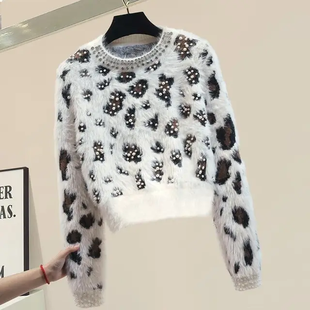 New Autumn And Winter Loose Outer Wear Small Knitted Round Neck White - Shop at LoveMi