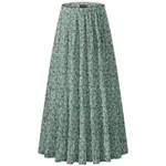 Women's Chiffon Elastic High Waist Pleated A Line Flared - Flower291