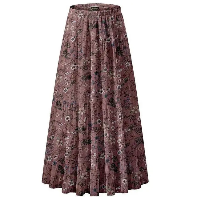 Women's Chiffon Elastic High Waist Pleated A Line Flared Flower293 - Shop at LoveMi