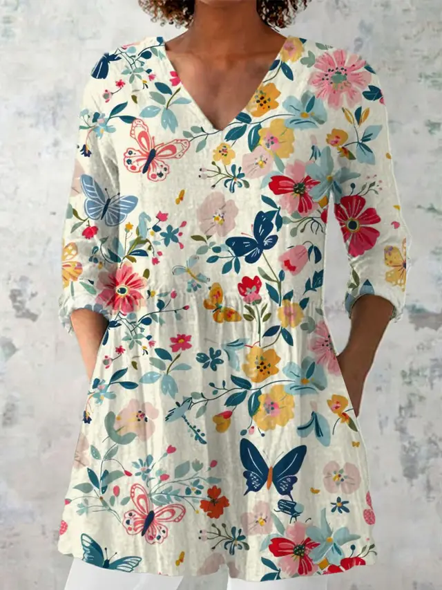 Women's Retro Slim Fit Printed Long sleeved Top 2Style - Shop at LoveMi