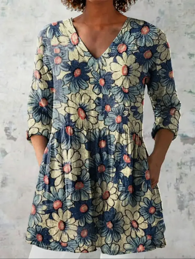 Women's Retro Slim Fit Printed Long sleeved Top 4Style - Shop at LoveMi