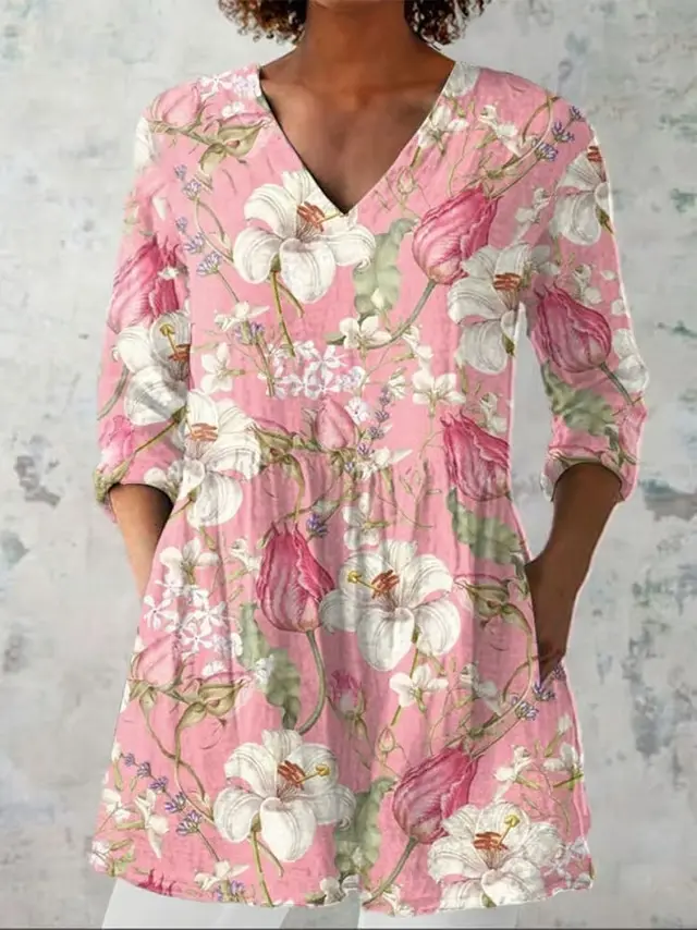 Women's Retro Slim Fit Printed Long sleeved Top 5Style - Shop at LoveMi