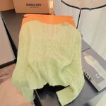 Blue V-neck Loose Thin Office Cardigan Coat Top - Yellow