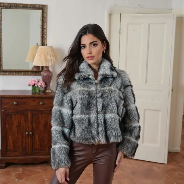 New Totoro Imported Rex Rabbit Fur Coat Gray - Shop at LoveMi